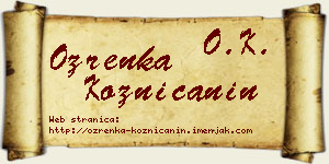 Ozrenka Kozničanin vizit kartica